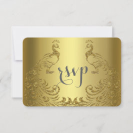 Royal Gold Abstrakt Peacock Wedding RSVP Karte