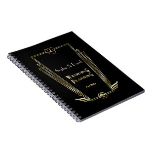 Royal Gold Art Deco Monogram Wedding Planner Notizblock