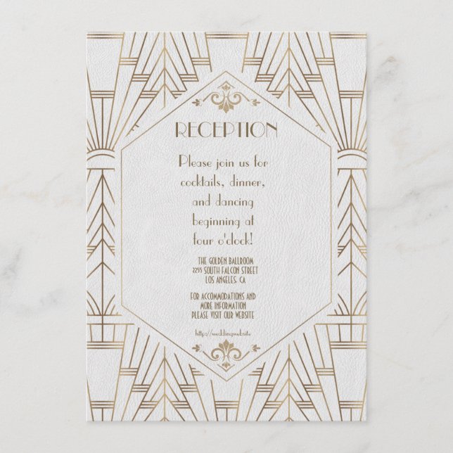 Royal Gold Art Deco Monogram Wedding Reception Begleitkarte (Vorderseite)