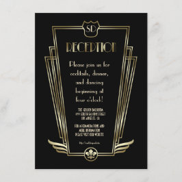 Royal Gold Art Deco Monogram Wedding Reception Einladung