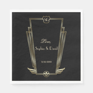 Royal Gold Art Deco Monogram Wedding Serviette
