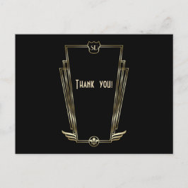 Royal Gold Art Deco Monogram Wedding Vielen Dank Postkarte
