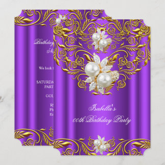 Royal Gold auf der Lila Pearl Elegante Geburtstags Einladung