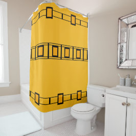 Royal Gold Black Bold Geometric Blocks Duschvorhang