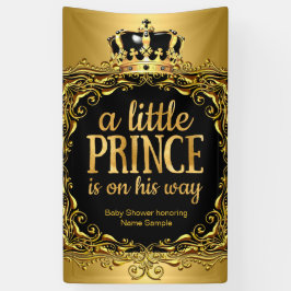 Royal Gold Black Crown Baby Shower Boy 3 Banner