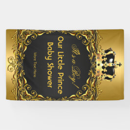 Royal Gold Black Crown Baby Shower Boy Banner
