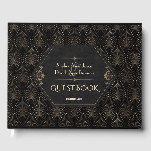 Royal Gold Black Great Gatsby Art Deco Hochzeit Gästebuch