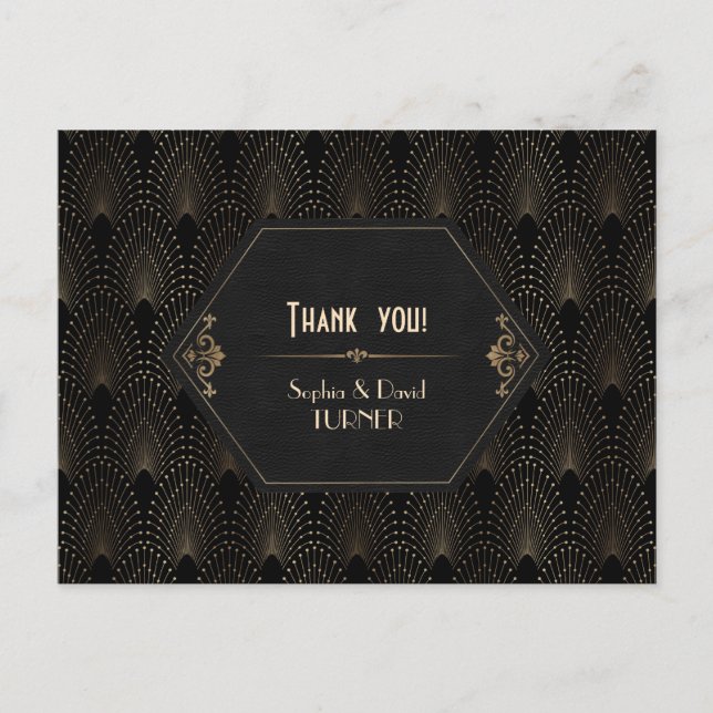 Royal Gold Black Great Gatsby Art Deco Postkarte (Vorderseite)