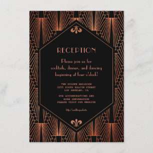Royal Gold Black Great Gatsby Hochzeitsempfang Begleitkarte