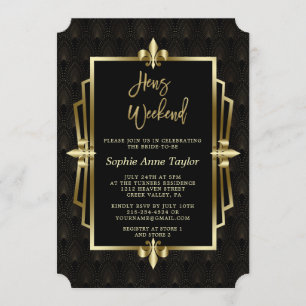 Royal Gold Black Great Gatsby Junggesellinnenabsch Einladung