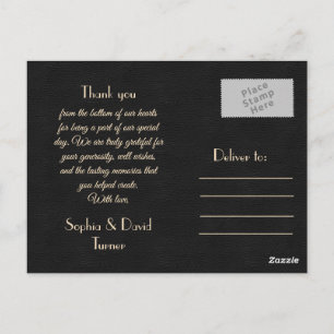 Royal Gold Black Great Gatsby Wedding Vielen Dank Postkarte