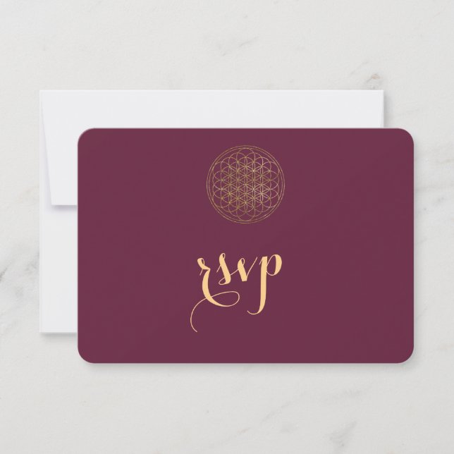 Royal Gold Blume of Life Sacred Geometry Wedding RSVP Karte (Vorderseite)