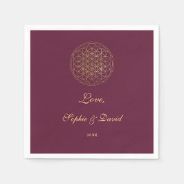 Royal Gold Blume of Life Sacred Geometry Wedding Serviette