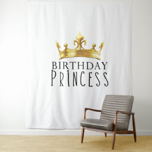 Royal Gold Crown Geburtstag Princess Party Wandteppich