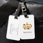 Royal Gold Crown - Kundenname Weiß Gepäckanhänger<br><div class="desc">Maßgeschneiderter Name der Royal Gold Crown White Luggage Tag</div>