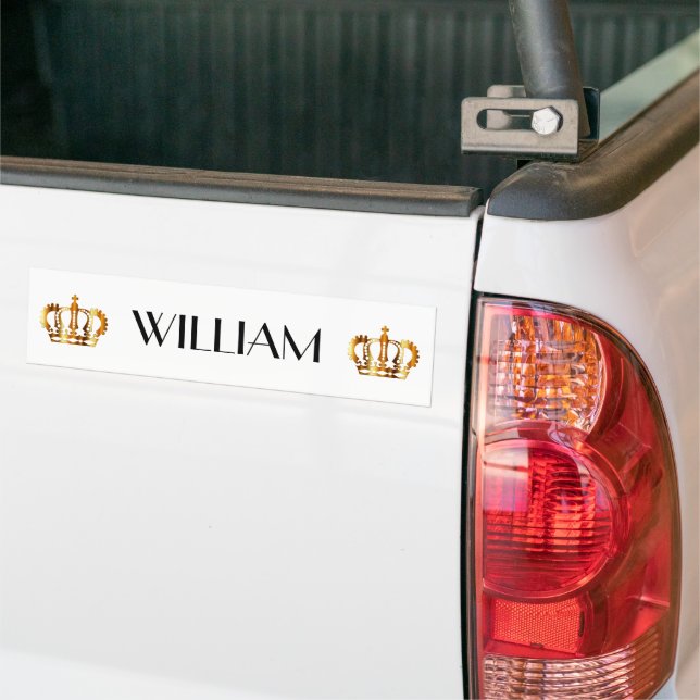 Royal Gold Crown Name White Autoaufkleber (Auf Lkw)
