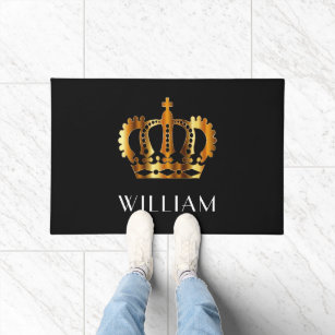 Royal Gold Crown Personalisiert Name Black Fußmatte