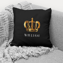 Royal Gold Crown Personalisiert Name Black Kissen