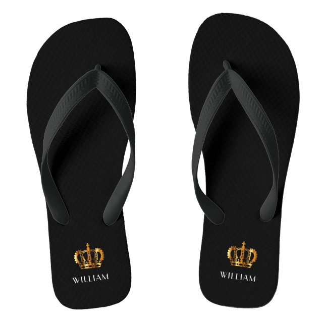 Royal Gold Crown - Sondername Schwarz Flip Flops (Fußbett)