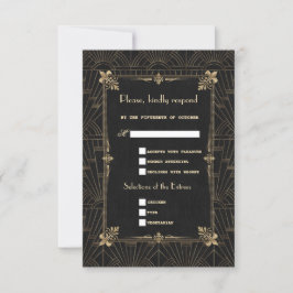 Royal Gold Fleur-de-Lis Art Déco 20er Jahre Hochze RSVP Karte
