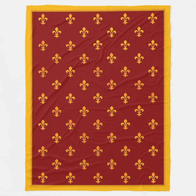 Royal Gold Fleurs de Lis on Royal Garnet Fleecedecke (Vorderseite)
