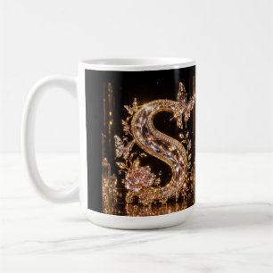 Royal Gold Kristallbuchstabe S Luxuriöses Monogr Kaffeetasse