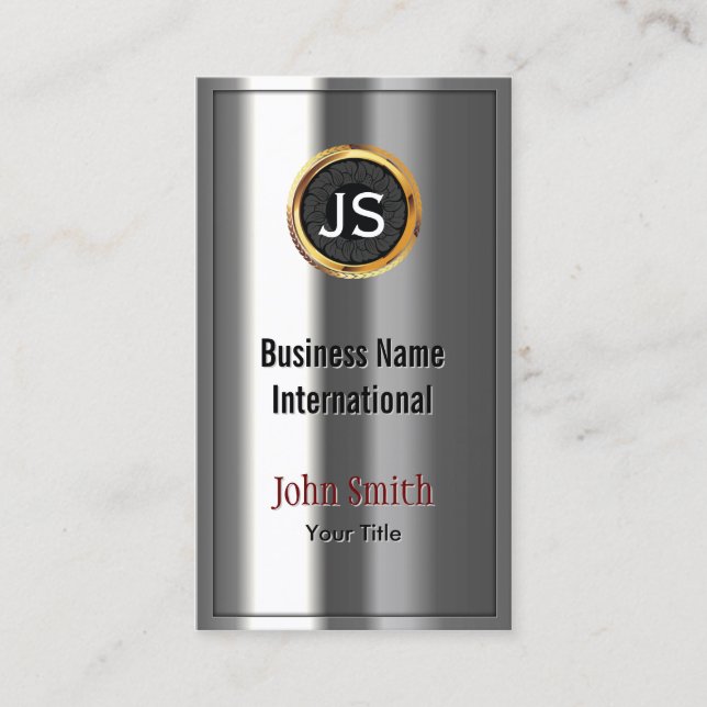 Royal Gold Label Chrome Metal Look Business Card Visitenkarte (Vorderseite)