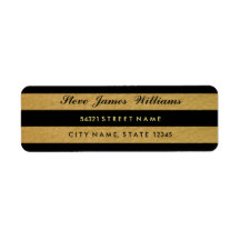Royal Gold Leaf Black Stripes Address Labels