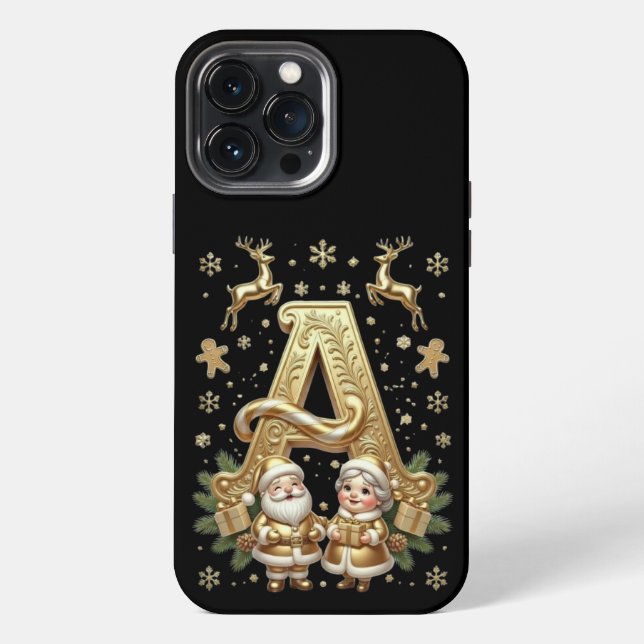 Royal Gold Letter A Luxury Black iPhone 13 Pro Max Hülle (Rückseite)