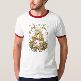 Royal Gold Letter A Luxury Christmas Ringer Shirt