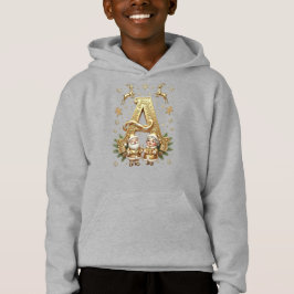 Royal Gold Letter A Luxury Kids Christmas Hoodie