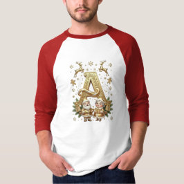 Royal Gold Letter A Luxury Raglan Christmas Shirt