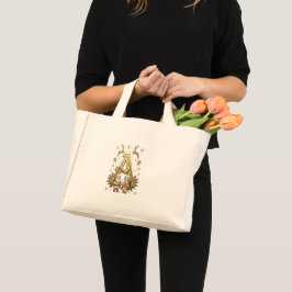 Royal Gold Letter A Luxury Tiny Tote Bag Mini Stoffbeutel