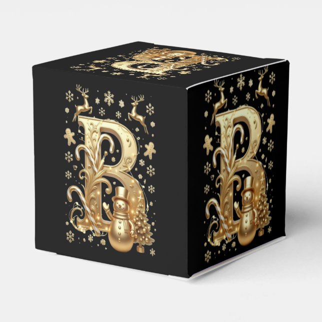 Royal Gold Letter B Luxury Snowman Favor Box Geschenkschachtel (Rückseite)