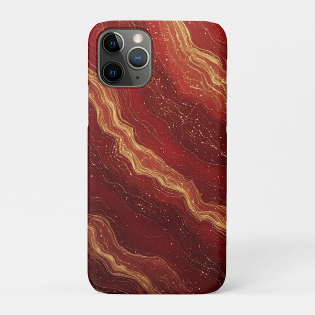 Royal Gold Marmor Fluss ✨ Roter Wirbel Luxus Abstr Case-Mate iPhone Hülle (Rückseite)