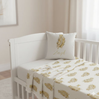 Royal Gold Palm & Crown Custom Reversible Baby Pil Kissen