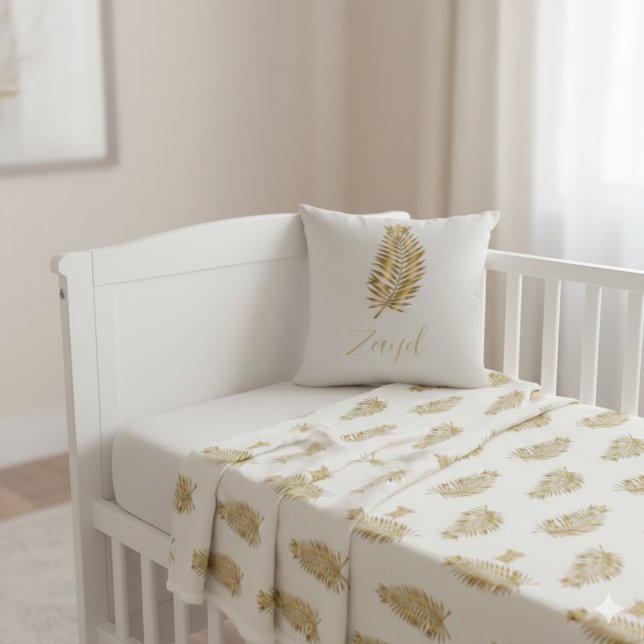 Royal Gold Palm & Crown Custom Reversible Baby Pil Kissen (Von Creator hochgeladen)