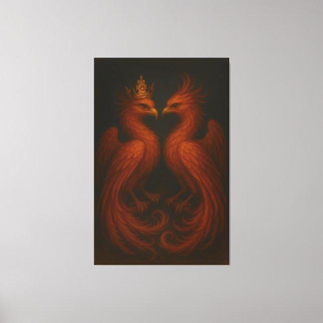 Royal Gold Phoenix Pair · Luxury Fine Art Canvas Leinwanddruck (Vorderseite)