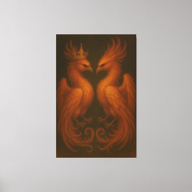 Royal Gold Phoenix Pair · Luxury Fine Art Canvas Leinwanddruck (Vorderseite)