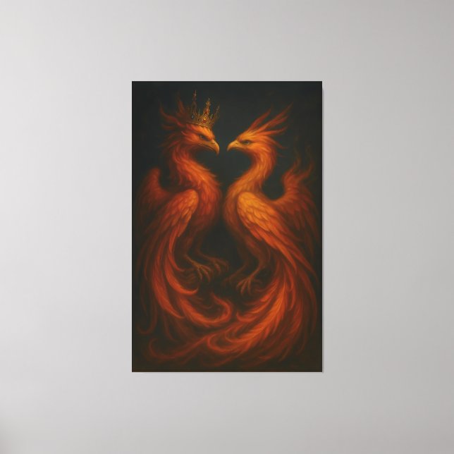 Royal Gold Phoenix Pair · Luxury Fine Art Canvas Leinwanddruck (Vorderseite)