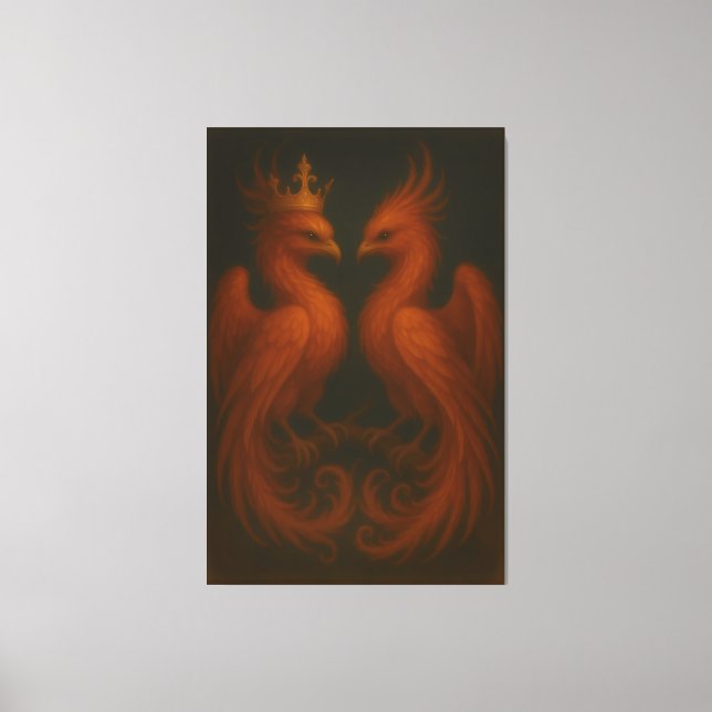 Royal Gold Phoenix Pair · Luxury Fine Art Canvas Leinwanddruck (Vorderseite)