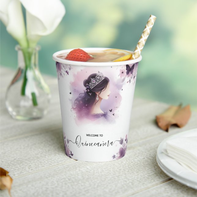 Royal Gold Tiara Lilac Light Lila Quinceanera Pappbecher (In Situ)