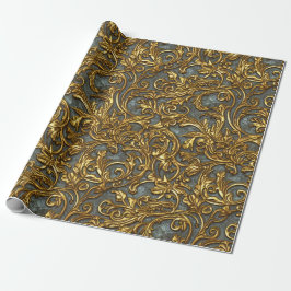 Royal Gold und Cyan Verziert Celtic Damask Geschenkpapier