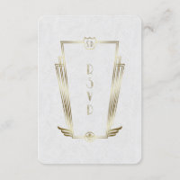 Royal Gold White Art Deco Monogram Wedding RSVP