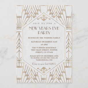 Royal Gold White Great Gatsby 1920er New Year Part Einladung