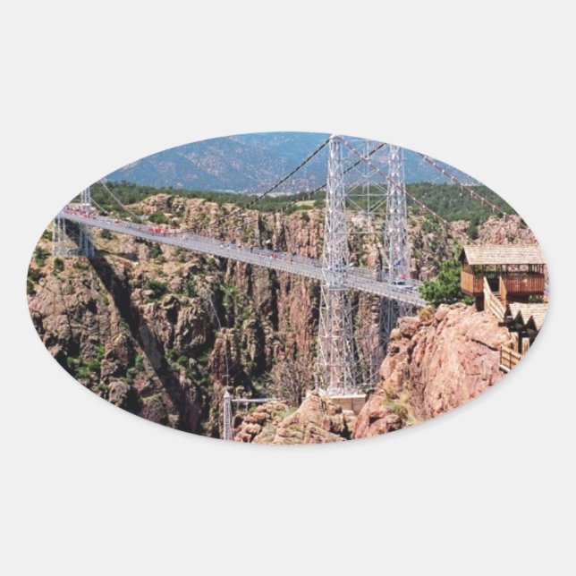 Royal Gorge Bridge, die höchste in den USA Ovaler Aufkleber (Vorderseite)
