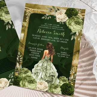 Royal Grand Palace Sage Green Quinceañera Einladung