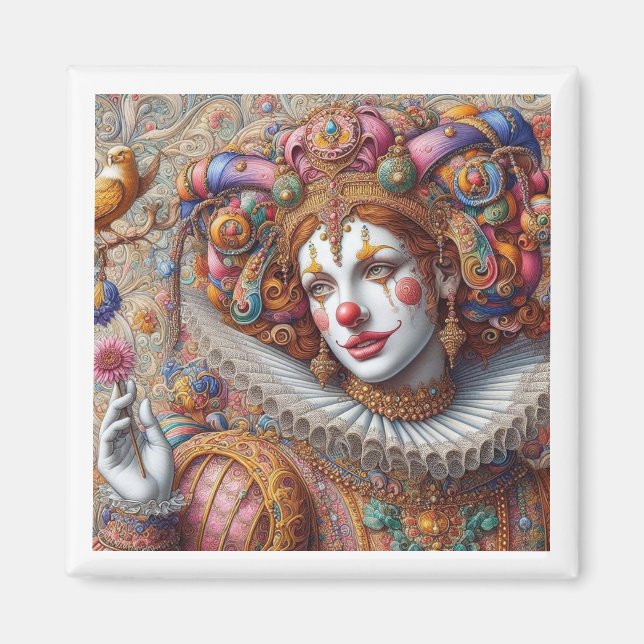 "Royal Harlequin Elegance - Kunstmagazin Magnet (Vorne)