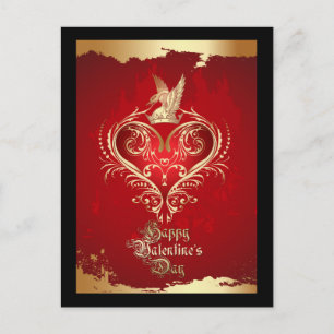 Royal Heart Red and Gold Valentine Postcard Feiertagspostkarte