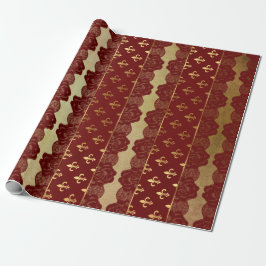 Royal Heraldic Golden Red Burgundy Lace Vip Geschenkpapier